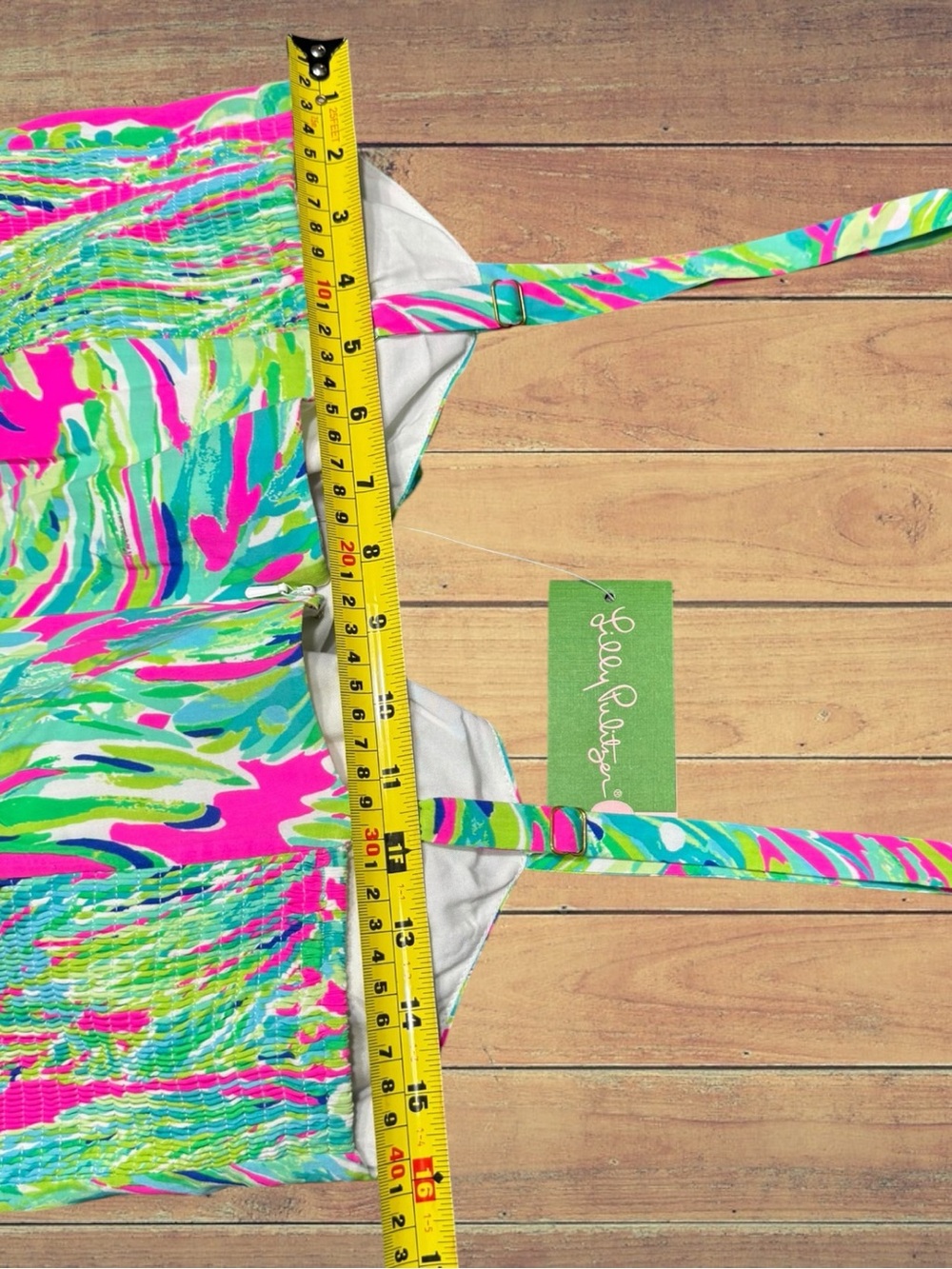 Lilly Pulitzer Morgana Shady Lady Tiered Ruffle Pink & Green Dress Size 14 NWT - Picture 4 of 16